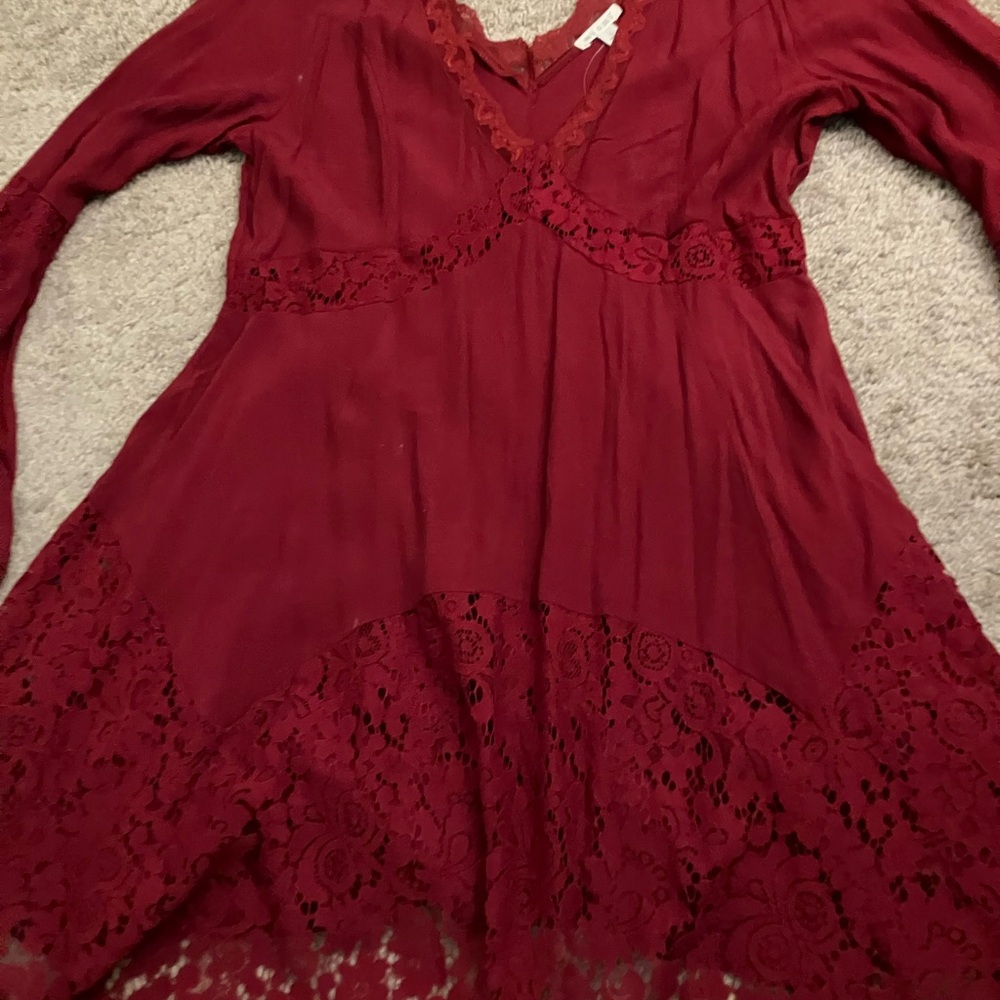 Francesca's Red Bell Sleeve Dress